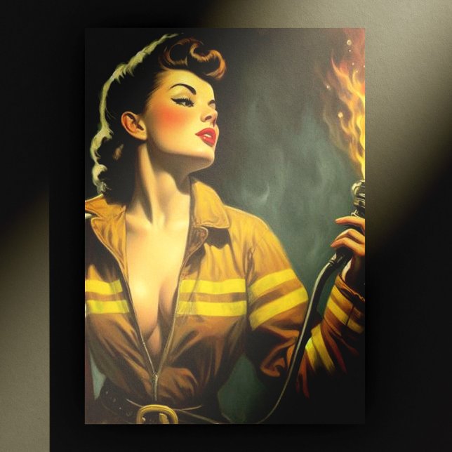 Vintage Firefighter Pin Up Postcard (Creator Uploaded)