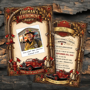 Vintage Firefighter Retirement Party  Invitation