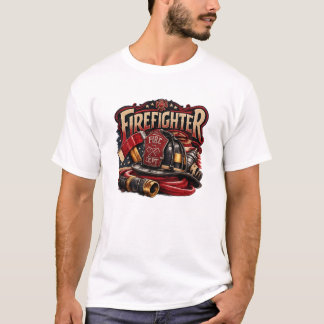 Vintage Firefighter Retro Emblem Design T-Shirt