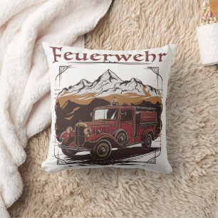 Vintage firefighter throw pillow