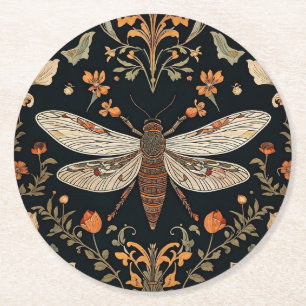Vintage Firefly Garden  Round Paper Coaster