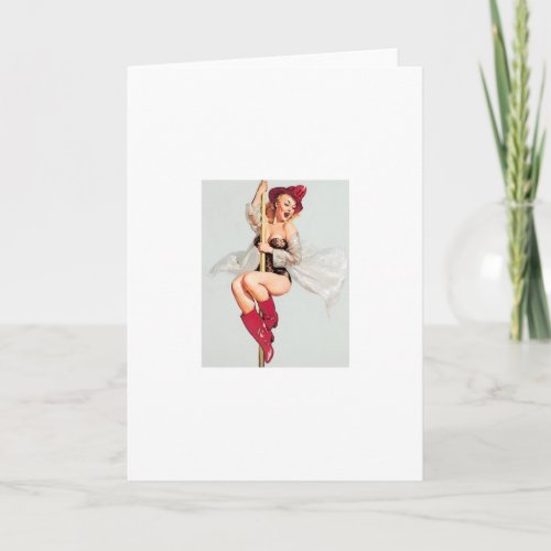 Vintage fireman pole pin_up girl Greeting Card