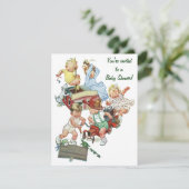 Vintage Firemen and Trucks Baby Shower Invitation (Standing Front)