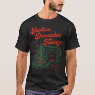 Vintage Fireplace Subtle Festive December Tidings T-Shirt