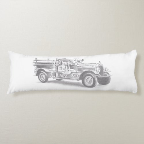 vintage firetruck pencil sketch fireman drawing  body pillow