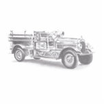 vintage firetruck pencil sketch fireman drawing cutout<br><div class="desc">Hand drawn vintage firetruck that I drew for my dad and now on Zazzle for you to enjoy too! Perfect for the fireman / woman in your life!</div>