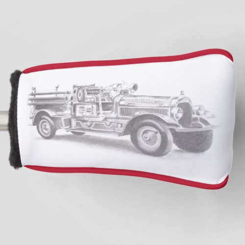 vintage firetruck pencil sketch fireman drawing golf head cover