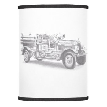 Vintage Firetruck Pencil Sketch Fireman Drawing Lamp Shade by CharmedPix at Zazzle