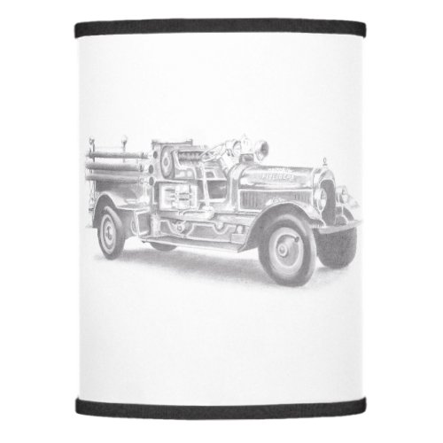 vintage firetruck pencil sketch fireman drawing lamp shade