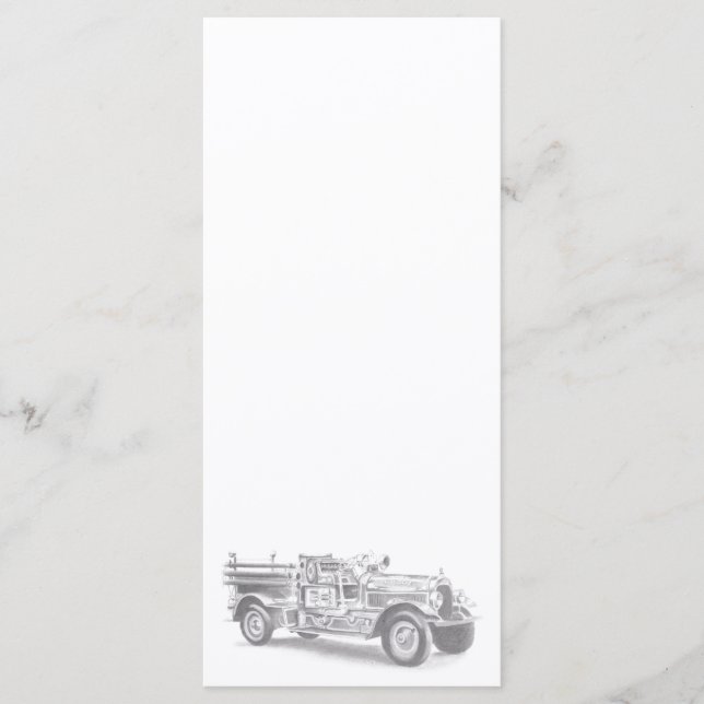 vintage firetruck pencil sketch fireman drawing  menu (Front)