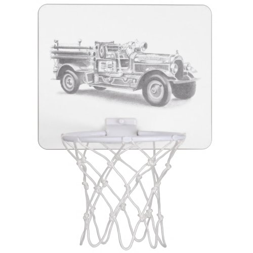 vintage firetruck pencil sketch fireman drawing mini basketball hoop