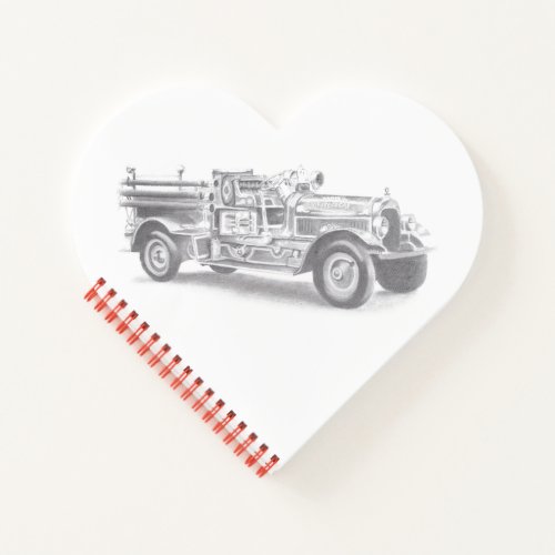 vintage firetruck pencil sketch fireman drawing  notebook