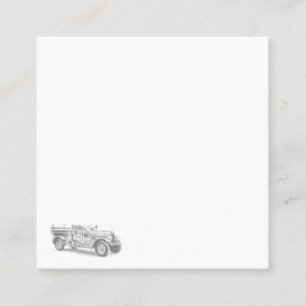 vintage firetruck pencil sketch fireman drawing square business card