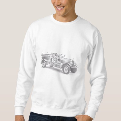 vintage firetruck pencil sketch fireman drawing  sweatshirt