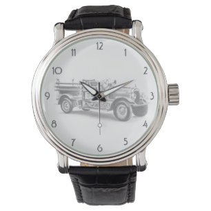 vintage firetruck pencil sketch fireman drawing watch