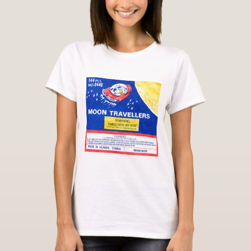 Vintage Firework Rocket Moon Traveler Label T_Shirt
