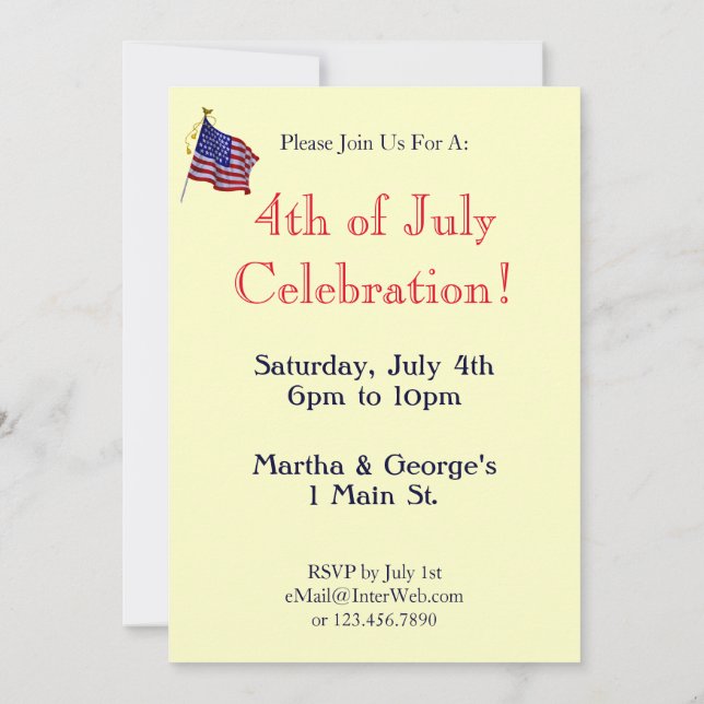 Vintage Fireworks and Flag Custom Invitation (Back)