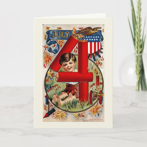 Vintage Fireworks Fourth of July Greeting Card