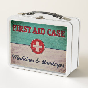 Vintage First Aid Case  Metal Lunch Box