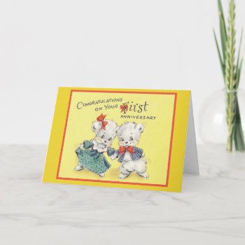 Vintage First Anniversary Greeting Card by RetroMagicShop at Zazzle