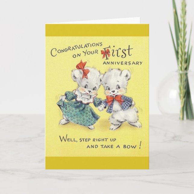 Vintage First Anniversary Greeting Card (Front)