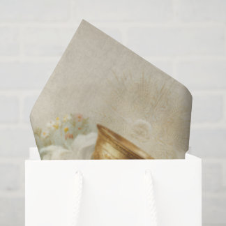 Vintage First Holy Communion Chalice White Lilies Tissue Paper