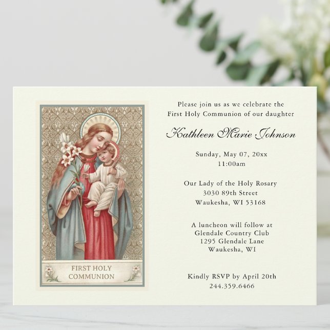 Vintage First Holy Communion Invitations (Creator Uploaded)