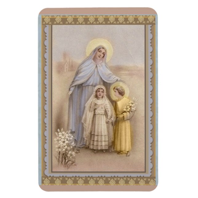 Vintage First Holy Communion Virgin Mary Jesus Magnet (Vertical)