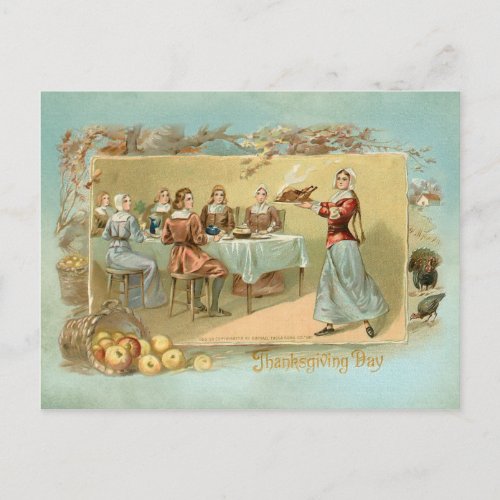 Vintage First Thanksgiving Dinner Holiday Postcard