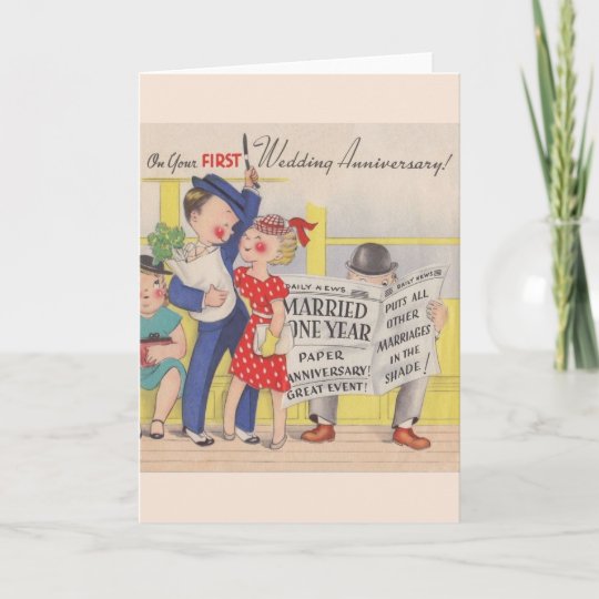 Vintage First Wedding Anniversary Card Zazzle Vintage First Wedding Anniversary Card