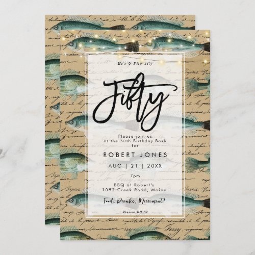 vintage fish 50th birthday party invitation