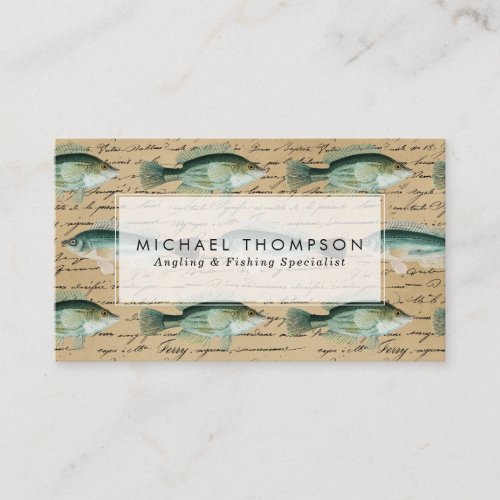 vintage fish angling business card