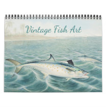 Vintage Fish Art Any Year Calendar