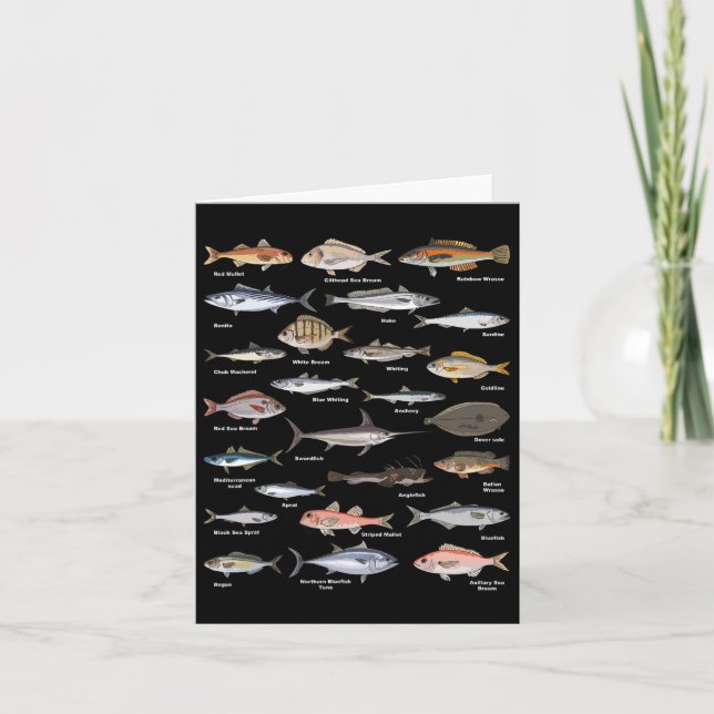 Vintage Fish Identification Chart Fishing  Card (Front)