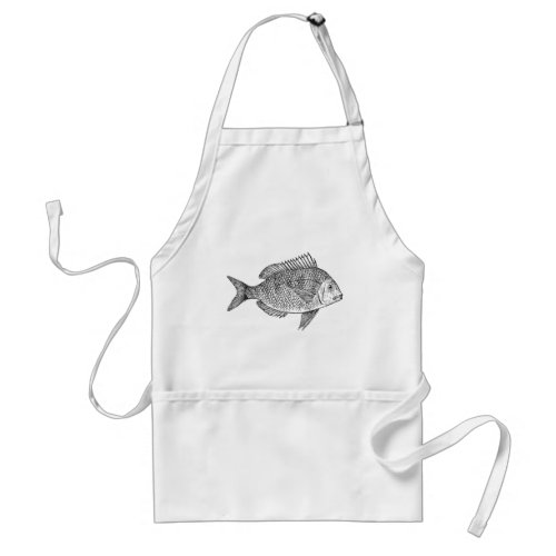 Vintage fish nautical marine art illustration adult apron
