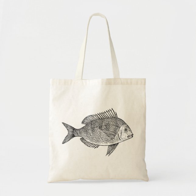 Vintage fish nautical marine art illustration tote bag (Front)