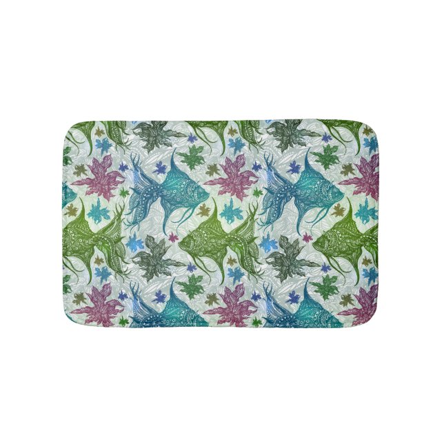 Vintage Fish Pattern Bath Mat (Front)