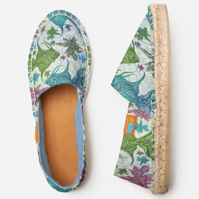 Vintage Fish Pattern Espadrilles (Side)