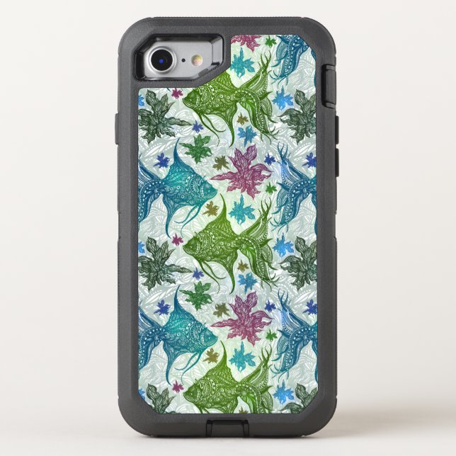 Vintage Fish Pattern Otterbox iPhone Case (Back)