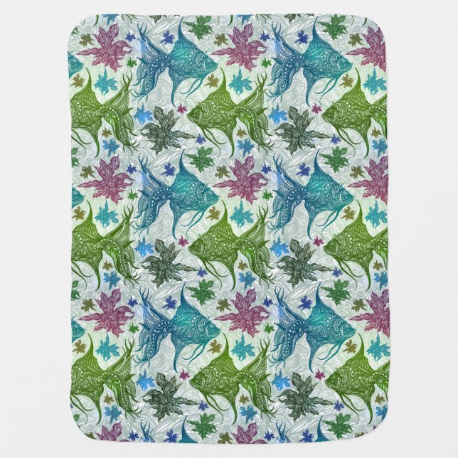 Vintage Fish Pattern Receiving Blanket (Front)