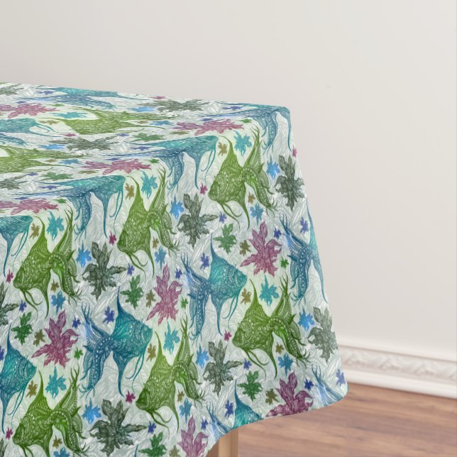 Vintage Fish Pattern Tablecloth (In Situ)