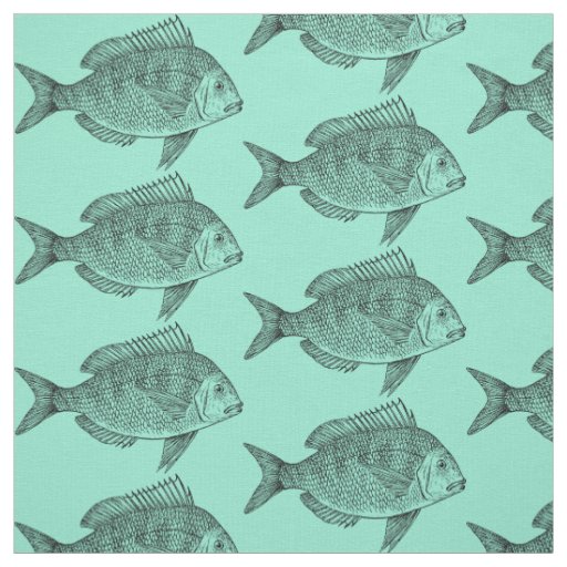 Vintage fish science art illustration fabric