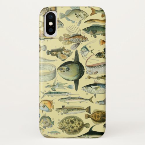 Vintage Fish Scientific Fishing Art iPhone X Case