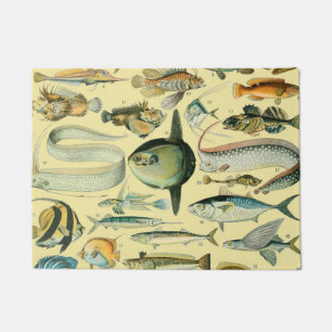 Vintage Fish Scientific Fishing Art Doormat
