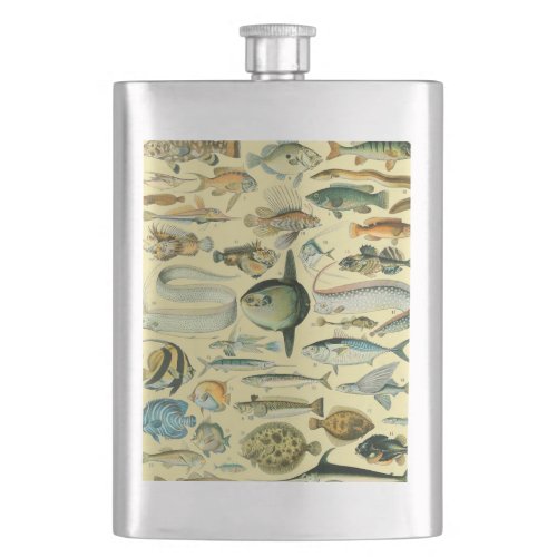 Vintage Fish Scientific Fishing Art Flask