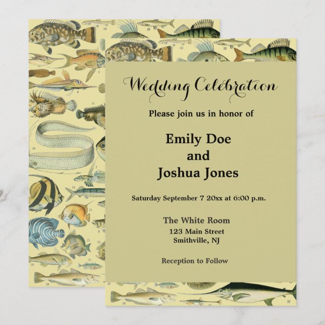 Vintage Fish Scientific Fishing Art Invitation (Front/Back)