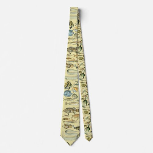 Vintage Fish Scientific Fishing Art Neck Tie