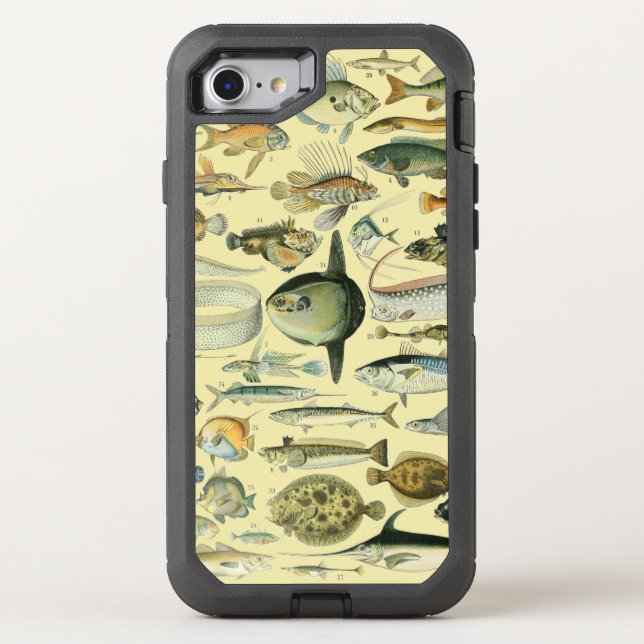 Vintage Fish Scientific Fishing Art Otterbox iPhone Case (Back)