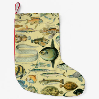 Vintage Fish Scientific Fishing Art Small Christmas Stocking