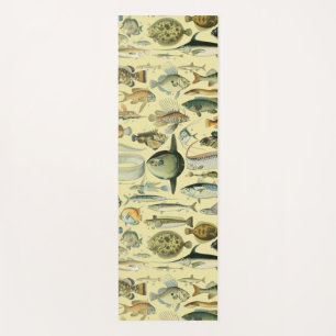 Vintage Fish Scientific Fishing Art Yoga Mat